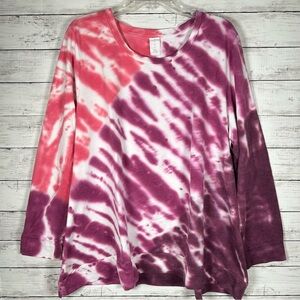 LIVI Lane Bryant Athleisure Tie Dye Pink Purple Lightweight Sweatshirt 22/24 3X